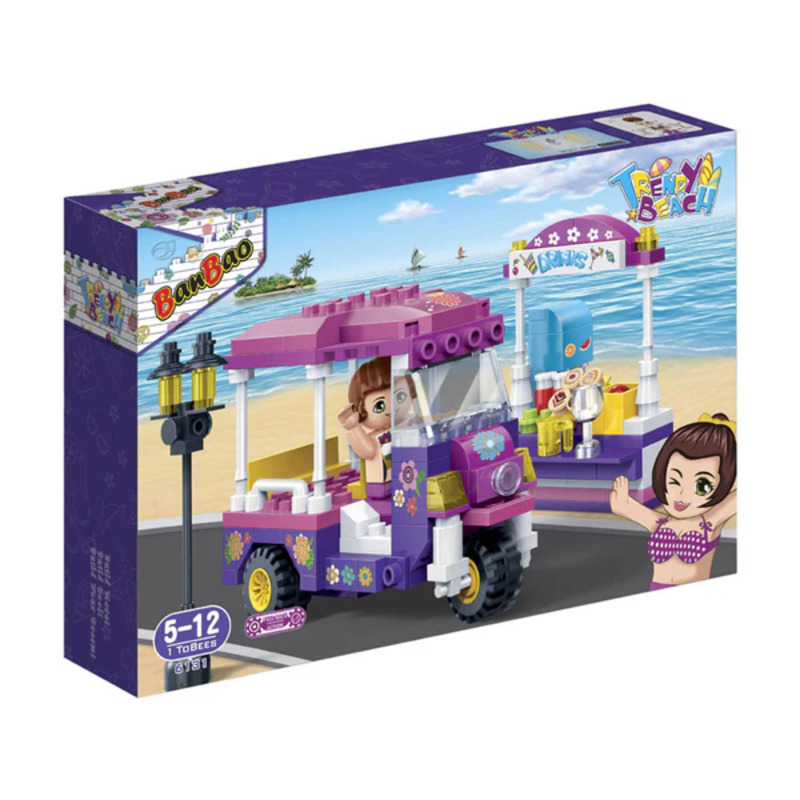 BanBao 6131 Trendy Beach – Tuk-Tuk da Spiaggia e Gelateria: Set Costruzioni 168 Pezzi