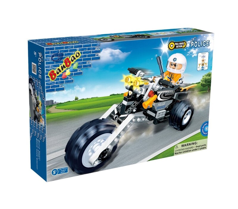 Motocicletta della Polizia Giocattolo Pull-Back BanBao 8352 – Set Costruzioni 140 Pezzi